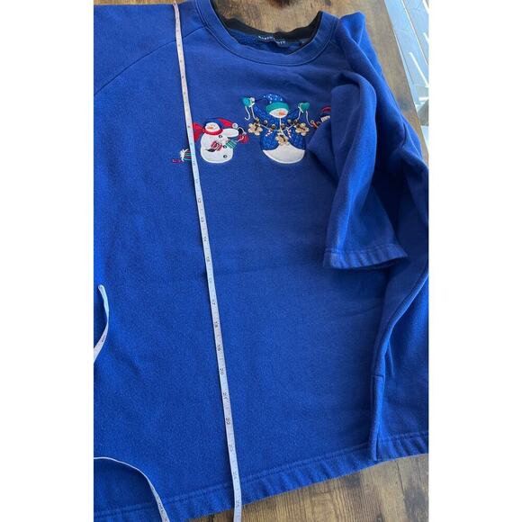KarenScott Womens XL BlueEmbroidery Snowmans JingleBellsChristmasParty Sweater - Picture 7 of 9